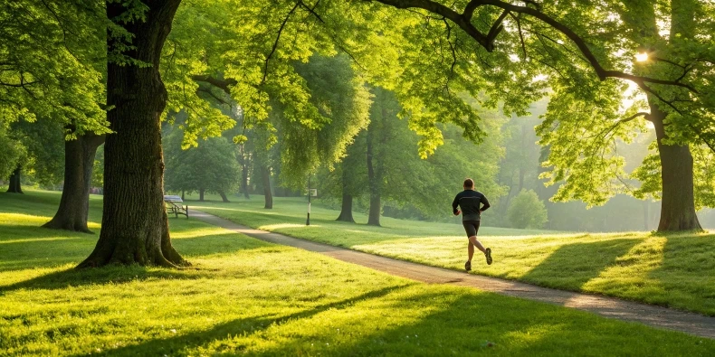 Person jogging in a park