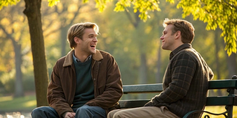 Two friends sitting on the bench