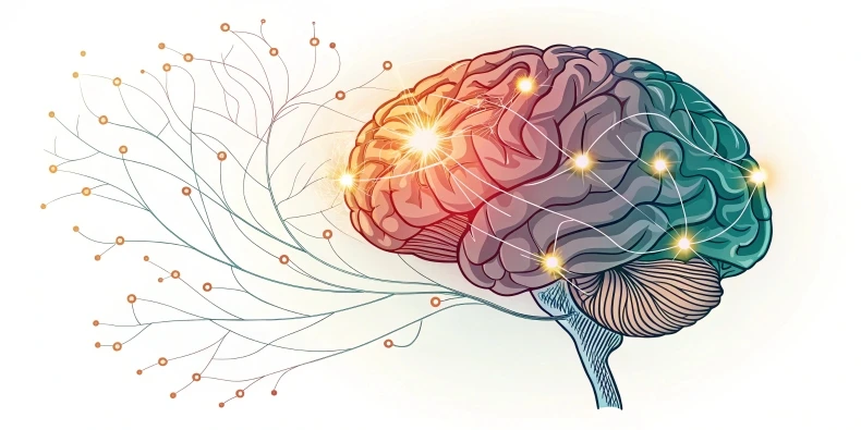 A glowing brain with interconnected neurons