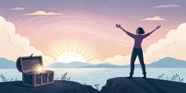 A person facing a bright horizon