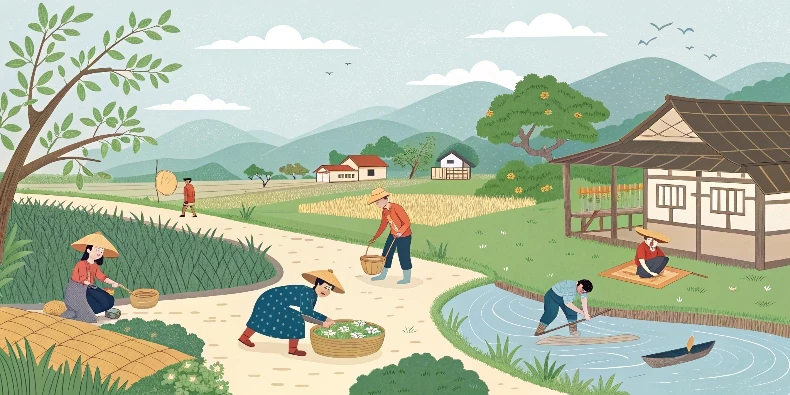 Japanese farmers at work